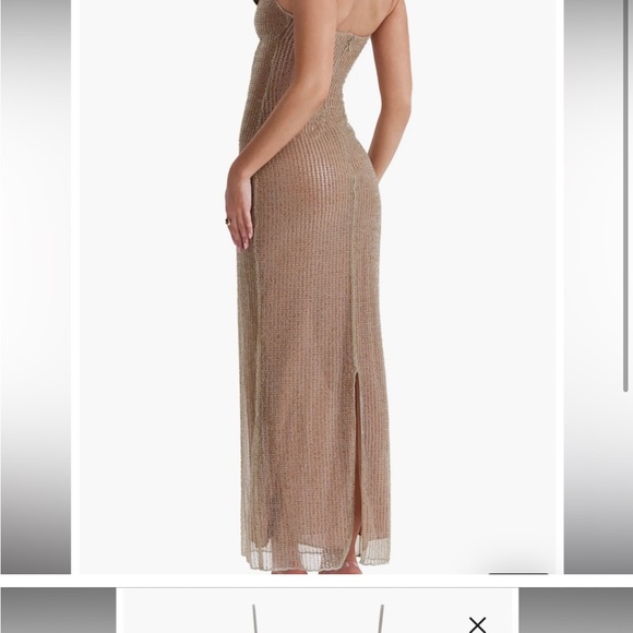 NWT House of CB Alondra Beaded dress size M cafe au lait birthday new year eve - Picture 4 of 5